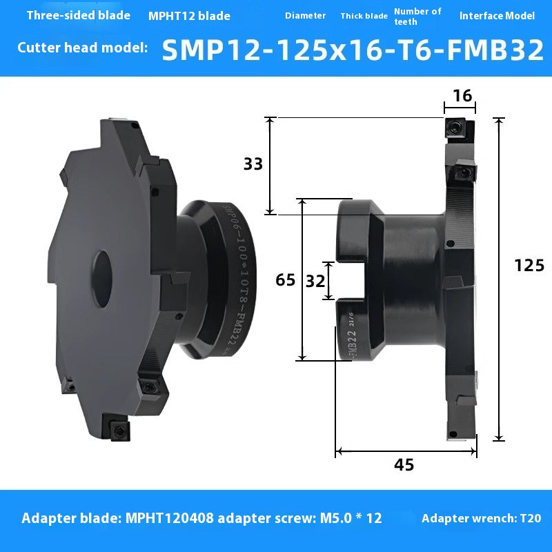 2082-CNC SMP 3 face and face milling cutter head saw blade sleeve indexable milling T-slot cutter head MPHT06 0812 Shandong Denso Pricision Tools Co.,Ltd.